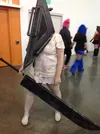 Ashley cosplaying as a Pyramid Head/Silent Hill nurse