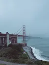 Fog rolling over Golden Gate Bridge in San Francisco.