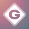 Logo version used for iOS and OpenGraph. A capital letter G sits in front of a diamond shape on a gradient background.