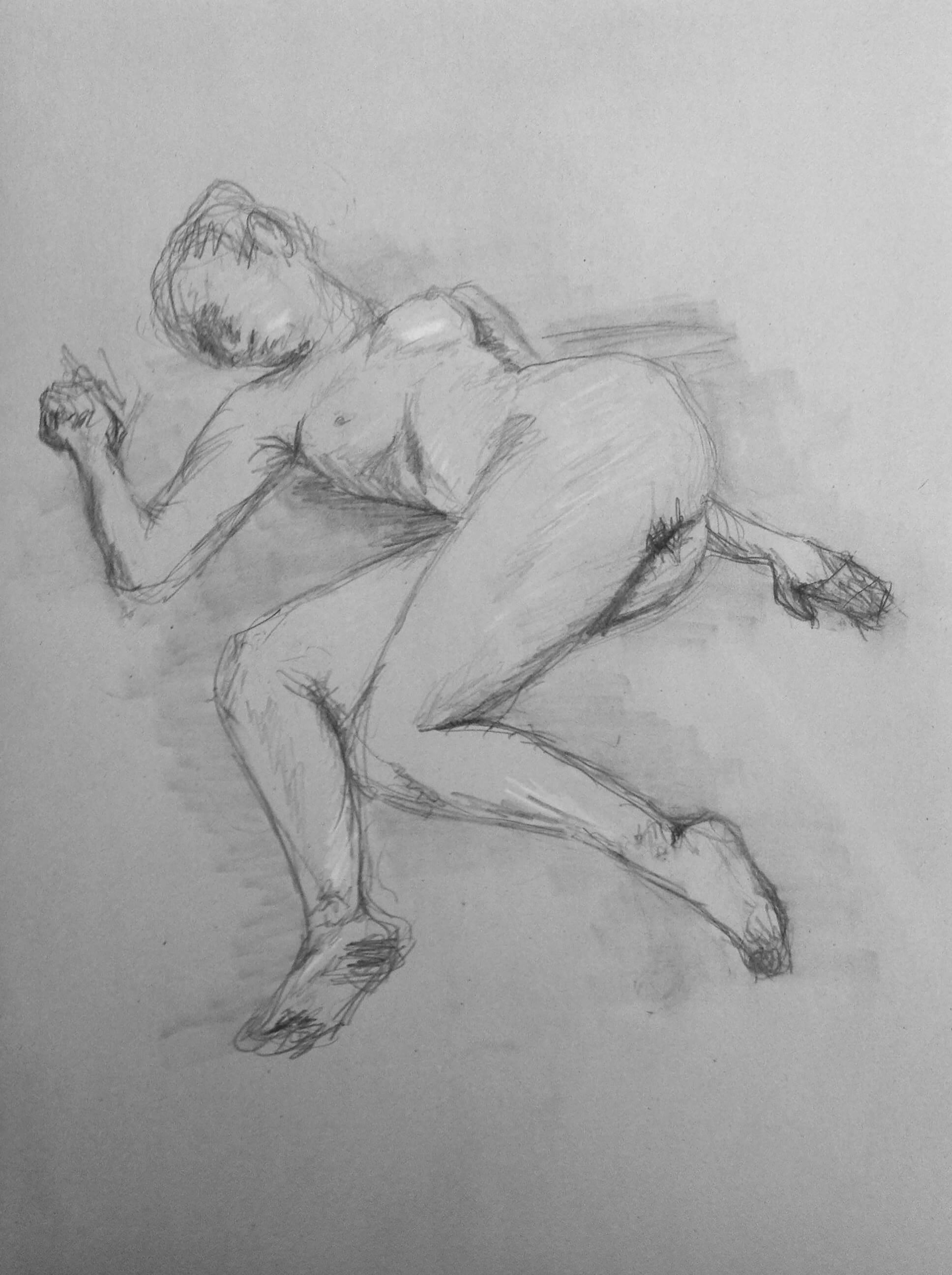 Figure drawing of a woman done in pencil
