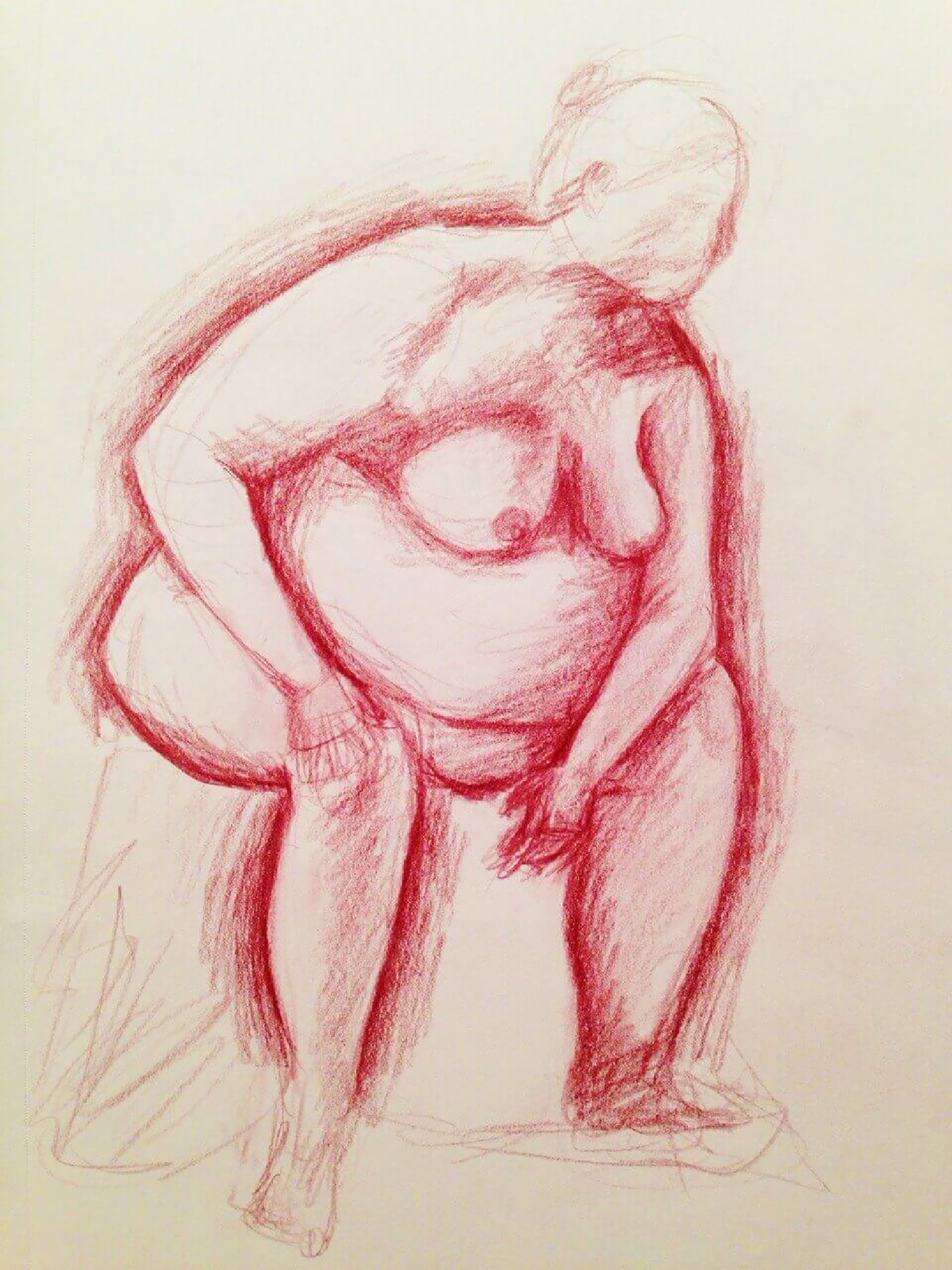 Figure drawing of a woman done in pencil