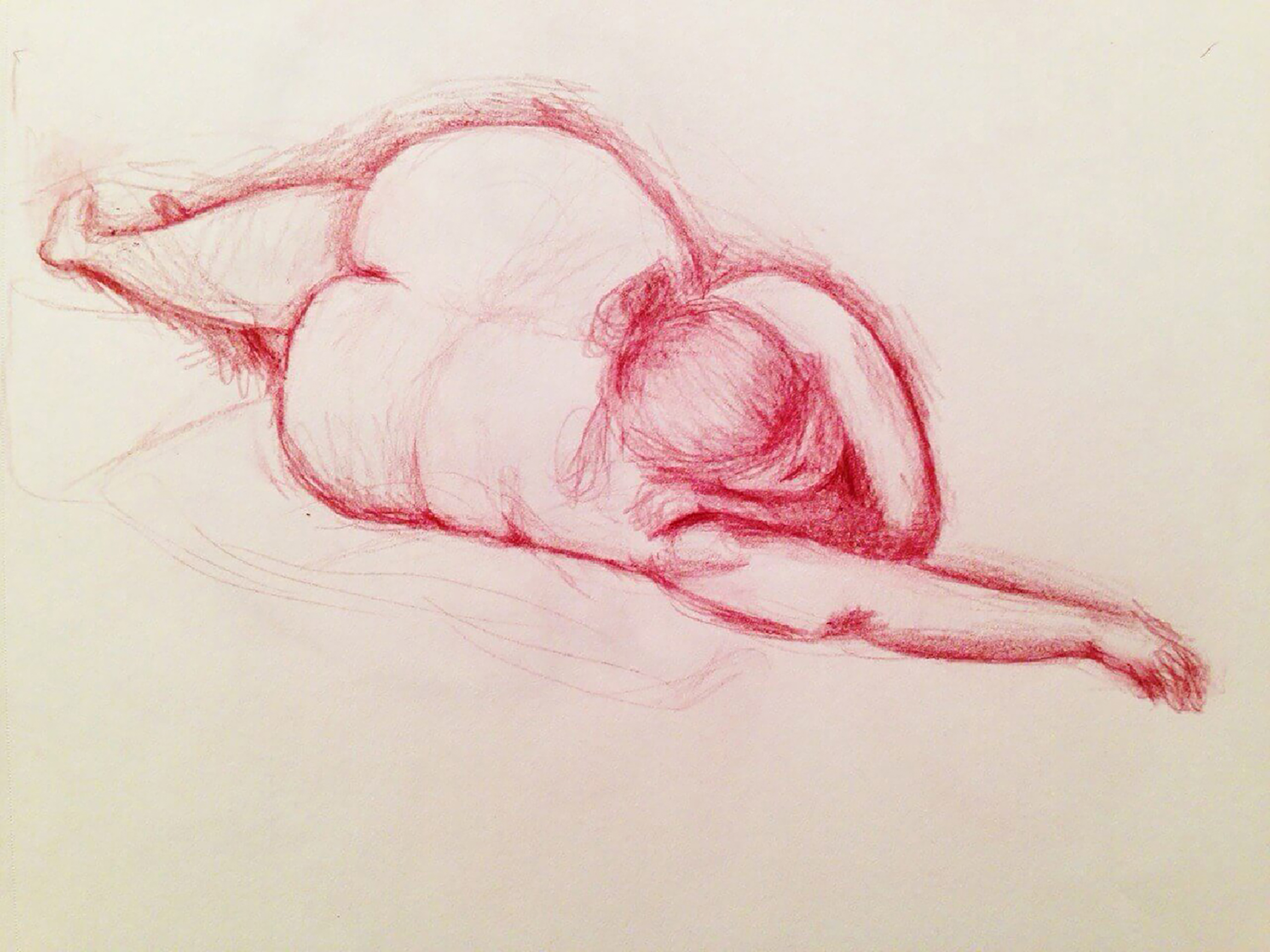 Figure drawing of a woman done in pencil
