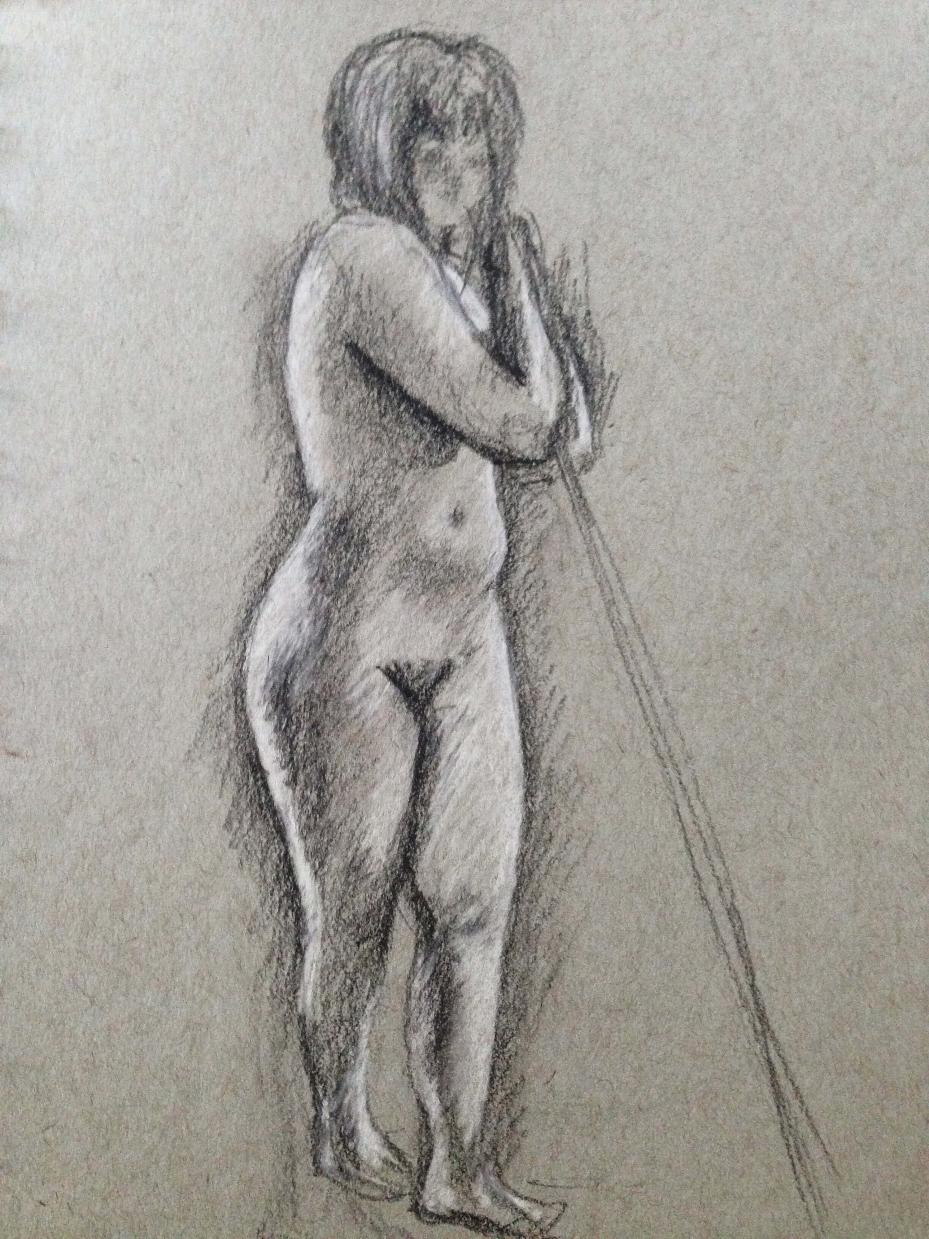 Figure drawing of a woman done in pencil