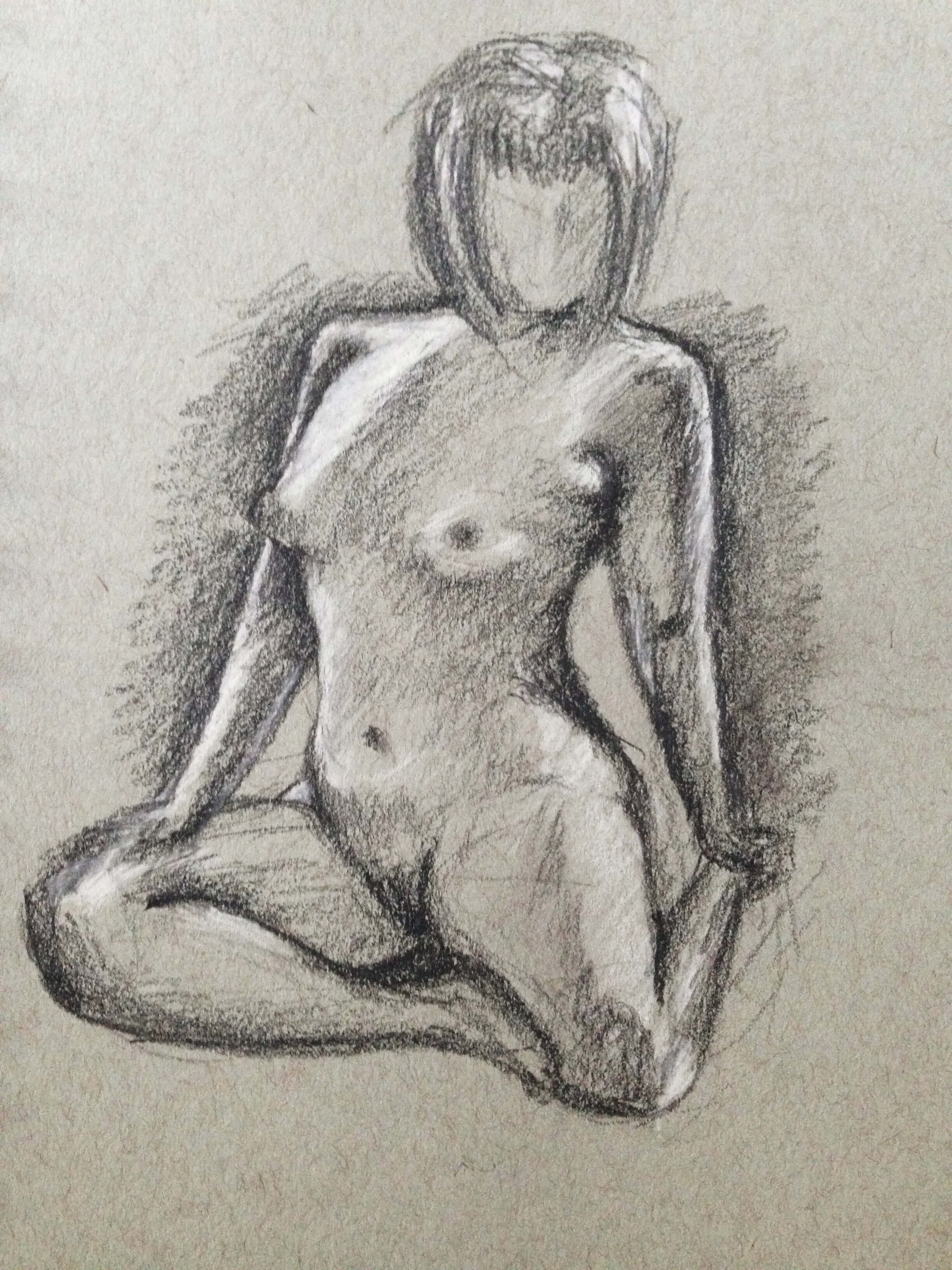 Figure drawing of a woman done in pencil
