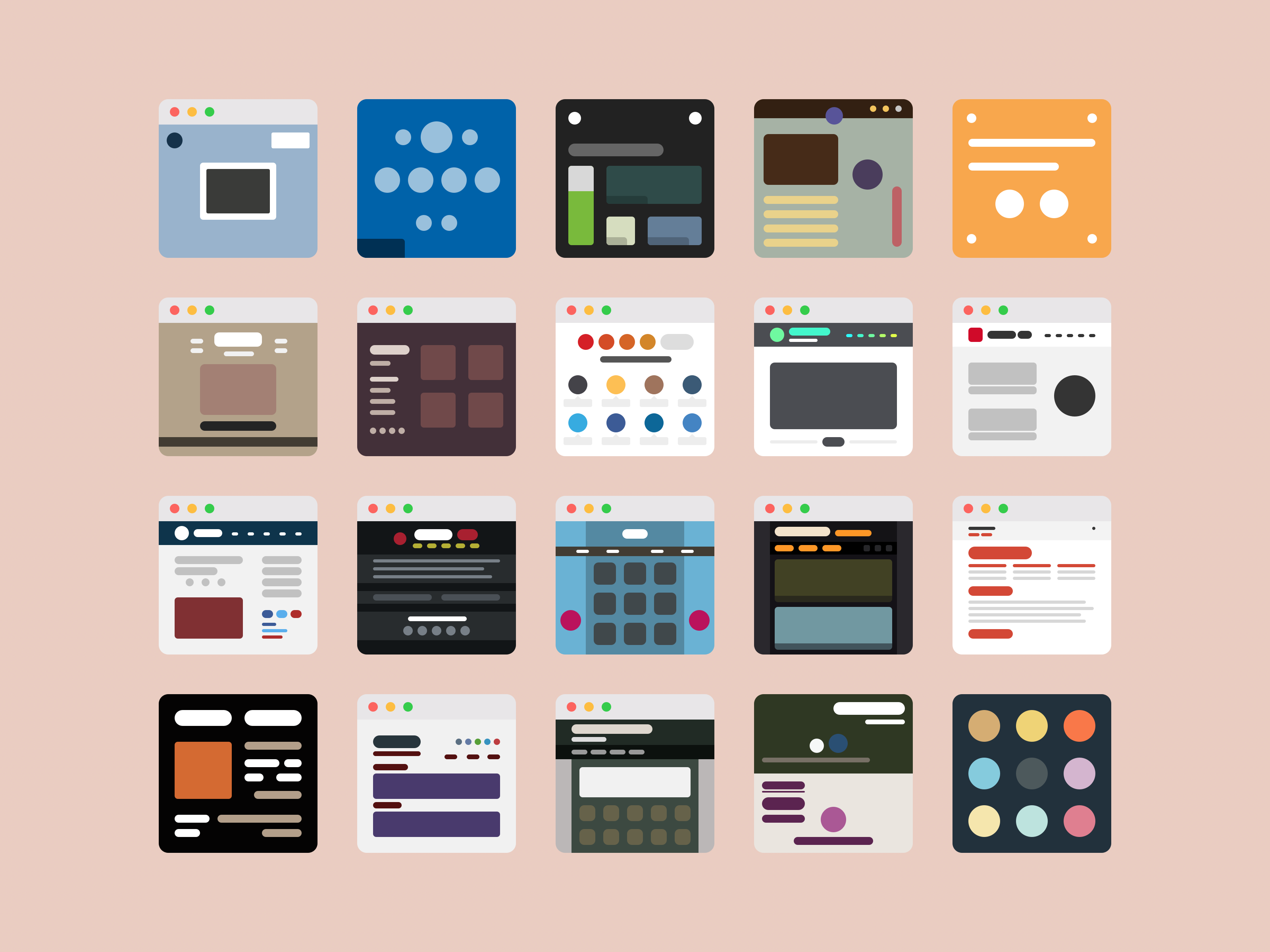 Icons I created in Sketch to represent the different projects in my portfolio. Each icon is a simiplified version of the project’s home page.