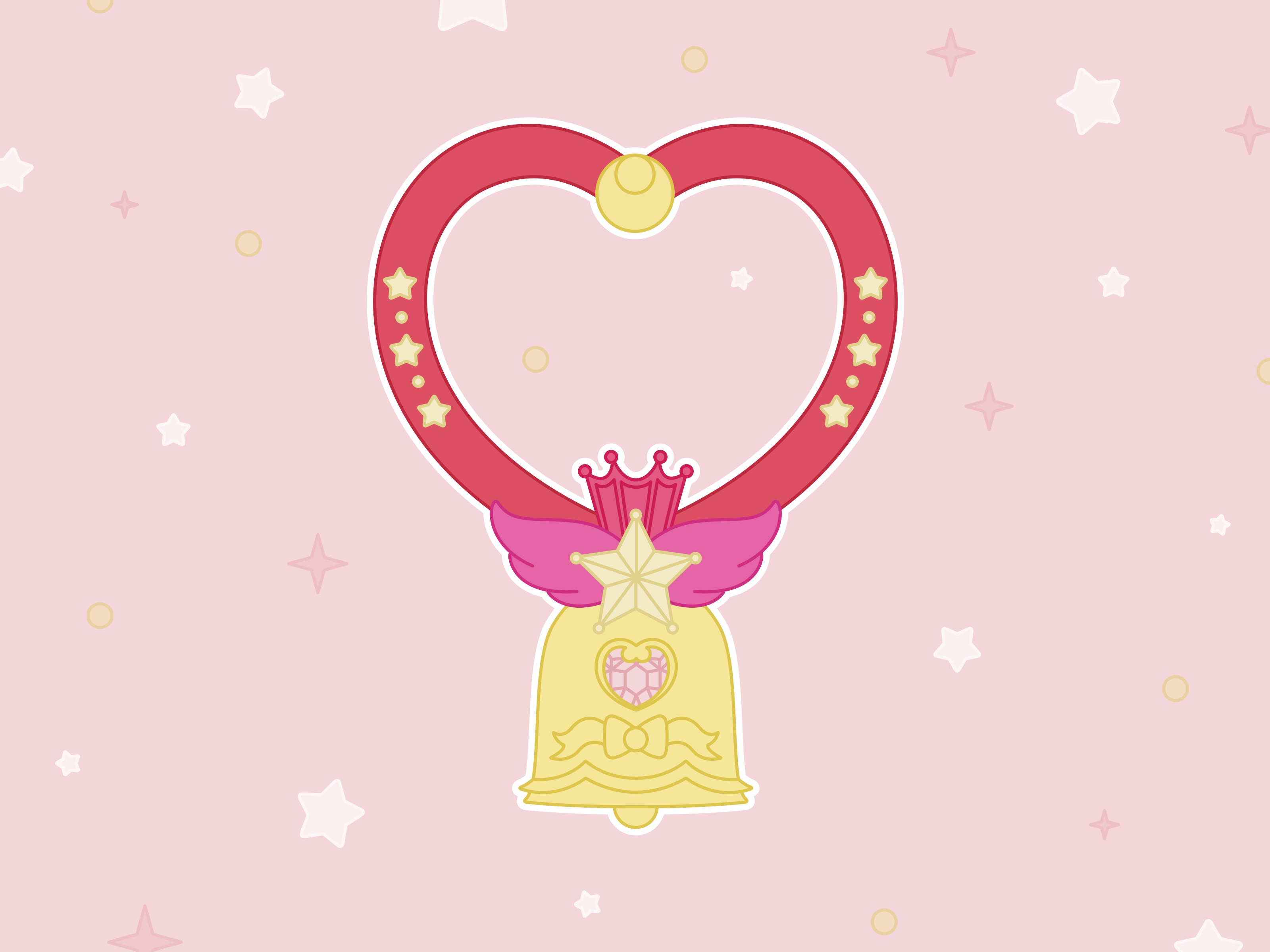 Vector art inspired by the Crystal Carillon from Sailor Moon, a heart-shaped weapon with a bell at the bottom.