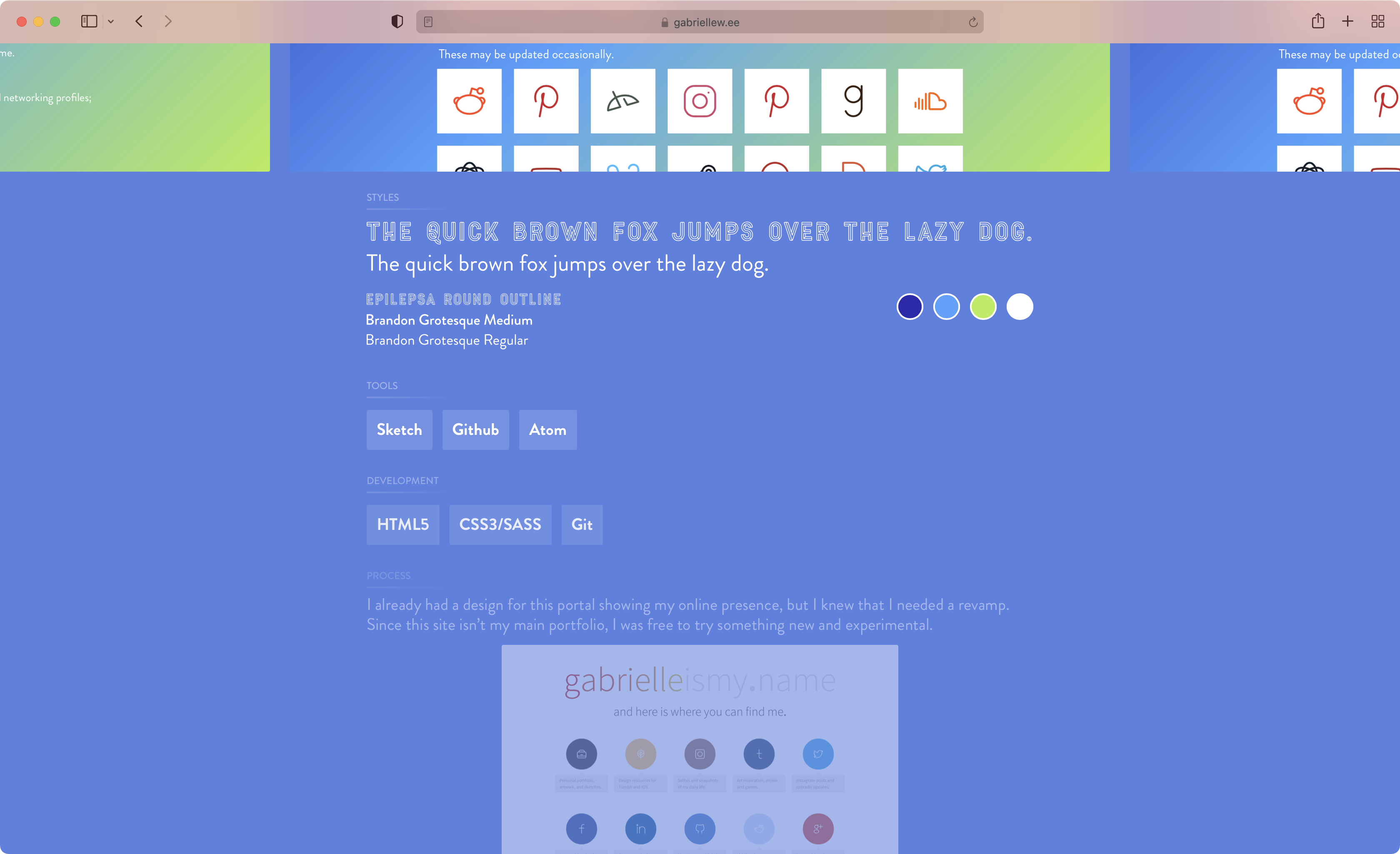 Previous website project page styles