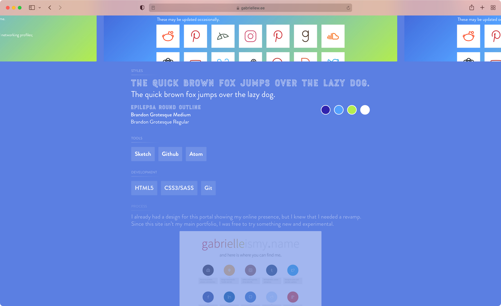 Previous website project page styles